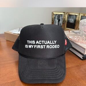 Black Trucker Hat with White Text